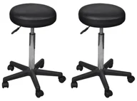 Taborety i hokery - Zestaw czarnych okrągłych taboretów na kółkach B1-M09 - miniaturka - grafika 1