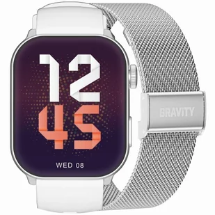 Gravity GT28-10 Pasek + Bransoleta Biało Srebrny - Smartwatch - miniaturka - grafika 1
