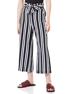 Vila Damskie spodnie Virasha New Hw Cropped Wide Pant/Lc, Cloud Dancer/Paski: Ciemna granatowa, 60 - Spodnie damskie - miniaturka - grafika 1