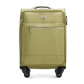 Walizki - Mała walizka miękka z błyszczącym suwakiem z przodu - miniaturka - grafika 1