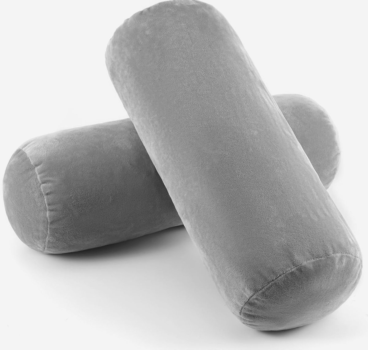 POSZEWKI CYLINDRYCZNE 40X15CM SZARE 2 SZTUKI NA PODUSZKI ROLKI KAREK