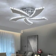 Lampy sufitowe - Kryształowa lampa sufitowa, żyrandol LED, współczesna lampa wisząca ze stali nierdzewnej, lampa podtynkowa, oświetlenie do salonu, sypialni [klasa energetyczna E] - miniaturka - grafika 1