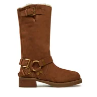 Kozaki damskie - Oficerki MICHAEL Michael Kors Crosby 40F4CBFB6S Brązowy - miniaturka - grafika 1