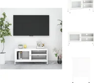 Szafki RTV - vidaXL Szafka pod TV biała 90x30x44 cm stal i szkło - Meble TV - miniaturka - grafika 1