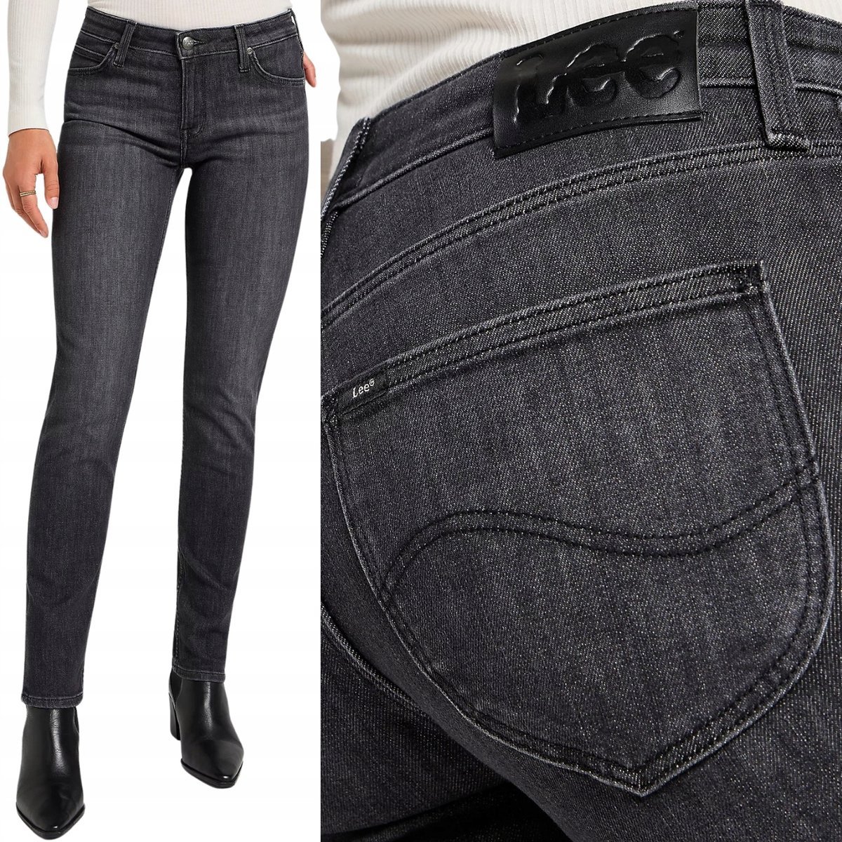Lee ELLY SLIM Last Strike dopasowane szare damskie spodnie jeansowe W32 L33