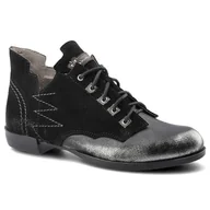 Botki damskie - Czarne Trzewiki Damskie Maciejka Skórzane Obuwie - miniaturka - grafika 1