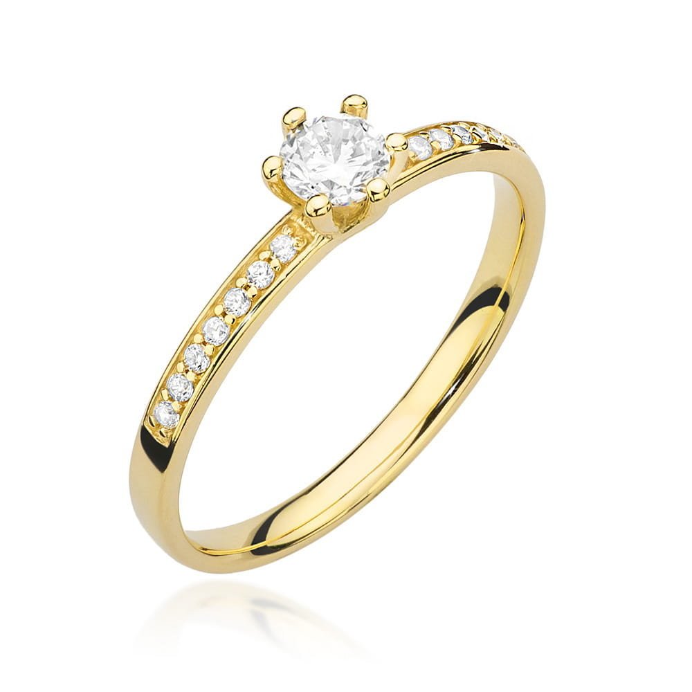 Złoty pierścionek Diament 0,25ct żółte złoto pr. 585