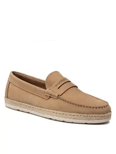 Espadryle męskie - Tommy Hilfiger Espadryle Jute Nubuck Mocassin FM0FM03961 Beżowy - grafika 1