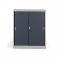 Szafy biurowe - B2B Partner Metalowa szafa z przesuwnymi drzwiami, demontowana, 2 półki, 1000 x 1200 x 450 mm, ciemnoszary 908022 - miniaturka - grafika 1