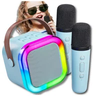Instrumenty muzyczne dla dzieci - GŁOŚNIK PRZENOŚNY BEZPRZEWODOWY BLUETOOTH KARAOKE Z 2 MIKROFONAMI USB RGB - miniaturka - grafika 1
