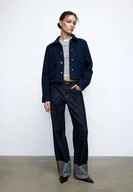 Kurtki damskie - Stradivarius Krótka kurtka soft Ciemnomorski XL - miniaturka - grafika 1