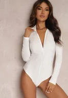 Body - Białe Body z Długim Rękawem Pilro - Renee - miniaturka - grafika 1