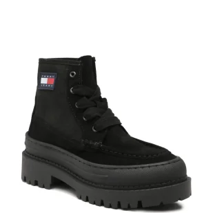 Tommy Jeans Skórzane botki FOXING LACE UP BOOT - Botki damskie - miniaturka - grafika 1