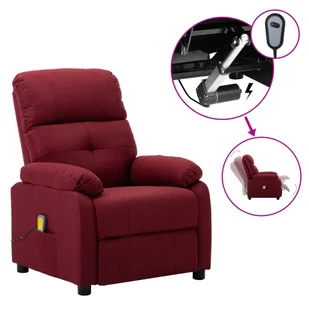 vidaXL Lumarko Elektryczny fotel masujący, rozkładany, winna czerwień, tkanina! 3073815 - Fotele - miniaturka - grafika 1