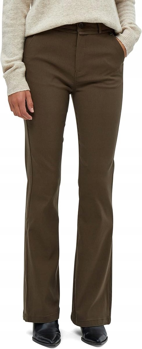 MINUS CASUAL SPODNIE Z DŁUGĄ NOGAWKĄ WYSOKI STAN KHAKI 42 J7A