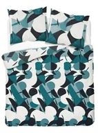 Pościel - Detexpol Pościel satynowa 160x200 turkusowa ciemna geometria 4199 A Home Satin 08 - miniaturka - grafika 1
