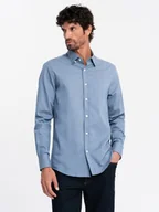 Koszule męskie - Koszula męska SLIM FIT z ozdobnej tkaniny niebieska V1 OM-SHCS-0175 - Ombre Clothing - miniaturka - grafika 1