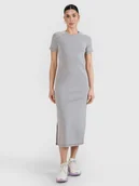 Sukienki - 4F Sukienka midi z prążkowanej dzianiny damska - szara M - miniaturka - grafika 1