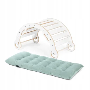 Bujak drewniany montessori z poduszka MINKY SELEDYNOWA - Skoczki dla dzieci - miniaturka - grafika 1