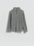 Swetry męskie - Reserved - Sweter z golfem - szary - miniaturka - grafika 1