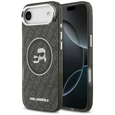 Etui KARL LAGERFELD IML Glitter Karl & Choupette Heads Logo MagSafe do Apple iPhone Air Czarny