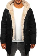 Kurtki męskie - Czarna kurtka męska zimowa parka Denley 5M3132 - miniaturka - grafika 1