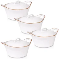 Naczynia żaroodporne - Miseczka do zapiekania z pokrywką ceramiczna biała 320 ml 4 szt. - miniaturka - grafika 1