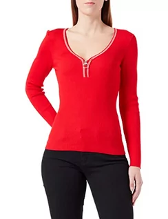 Swetry damskie - Morgan damski sweter z długim rękawem MANZI czerwony TXS, Jasna czerwień/Off White, XS - grafika 1