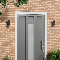 Lampy ogrodowe - vidaXL Zewnętrzne lampy ścienne z czujnikiem, 2 sztuki, czarna stal nierdzewna IP44 - miniaturka - grafika 1