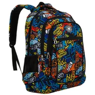 Plecaki - Plecak młodzieżowy do szkoły odszyty z poliestru ze wzorem imitującym graffiti - Peterson - miniaturka - grafika 1