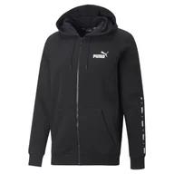 Bluzy męskie - Bluza z kapturem męska Puma ESS+ TAPE FZ czarna 67027001-L - miniaturka - grafika 1