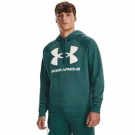 Bluzy sportowe męskie - Męska bluza dresowa  nierozpinana z kapturem UNDER ARMOUR UA Rival Fleece Big Logo HD - zielona - miniaturka - grafika 1