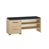 Meble do przedpokoju - Szafka na buty z siedziskiem CARO 07 Sonoma jasna + czarna ekoskóra - miniaturka - grafika 1