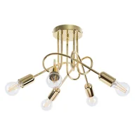 Lampy sufitowe - Skręcona lampa przysufitowa Supeł SL.1438 Sollux do sypialni złoty - miniaturka - grafika 1