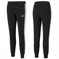 Dresy damskie - SPODNIE DRESOWE damskie PUMA sportowe bawełniane ICONIC T7 czarne L - miniaturka - grafika 1