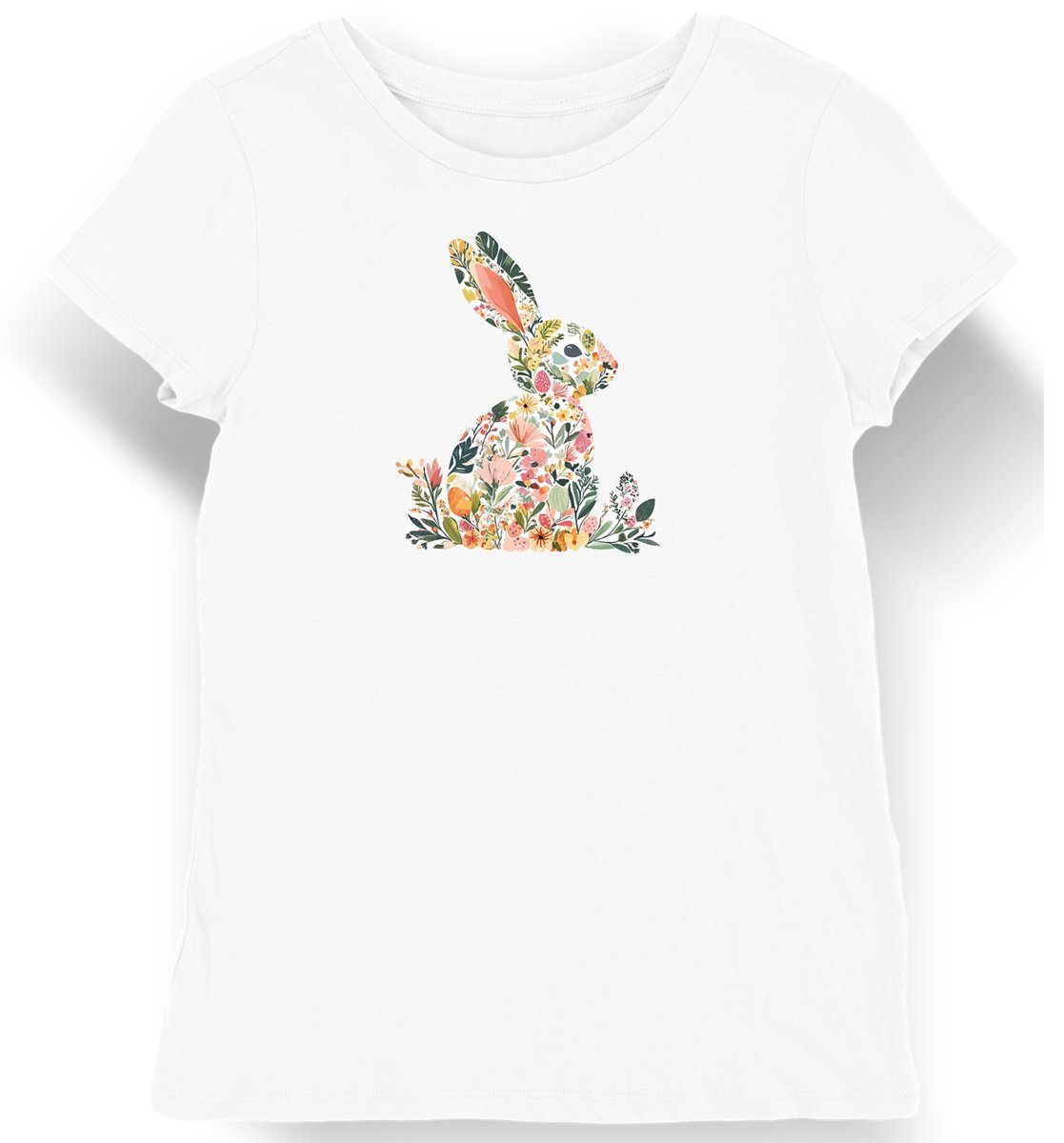 Koszulka damska wielkanoc królik kwiatki biała L
