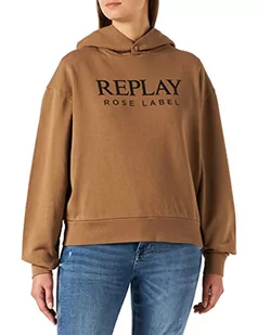 Replay Damska bluza z kapturem W3711C, 989 safari, M - Bluzy damskie - miniaturka - grafika 1