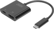 Złącza, przejściówki, adaptery - Adapter Digitus HDMI - USB Type-C PD Black (4016032451495) - miniaturka - grafika 1