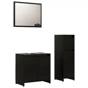 vidaXL vidaXL 3-częściowy zestaw mebli łazienkowych, czarny, płyta wiórowa 8720286166277 - Meble łazienkowe - miniaturka - grafika 1