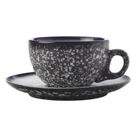 Filiżanki - Czarna ceramiczna filiżanka ze spodkiem Maxwell & Williams Caviar Granite, 250 ml - miniaturka - grafika 1