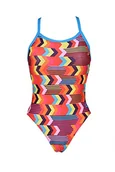 Stroje kąpielowe - ARENA Damski kostium kąpielowy Geocentric Challenge Back Maxlife One Piece Swimsuit wielokolorowa Geocentryczny turkus Multi 24 - miniaturka - grafika 1