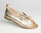 Półbuty damskie - Sandały damskie półbuty GOODIN GD-FL859 skóra eko złote lekkie wsuwane 36 - miniaturka - grafika 1