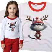 Piżamy dla dziewczynek - Piżama dziecięca Śmieszny Kot Renifer Z Kwaśną Miną Foch Święta 86/92 - VoloDonum - miniaturka - grafika 1