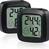 Stacje pogodowe - Zestaw 2 termometrów i higrometrów, konwersja ℃/℉, idealny do salonu, magazynu, pokoju dziecięcego i garderoby (czarny) - miniaturka - grafika 1