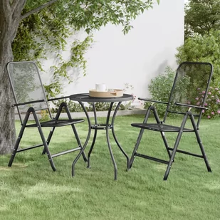 Lumarko Składane krzesła ogrodowe, 2 szt., antracytowe, metalowa siatka - Fotele i krzesła ogrodowe - miniaturka - grafika 1