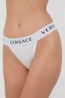 Majtki damskie - Versace Stringi kolor biały - grafika 1
