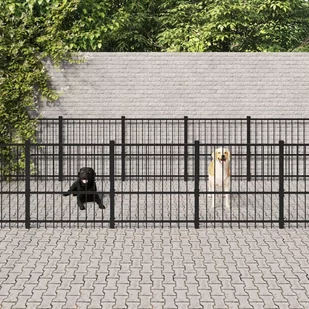 vidaXL Kojec zewnętrzny dla psa, stalowy, 16,94 m² - Sprzęt podróżny i transportery dla psów - miniaturka - grafika 1