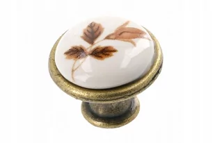 GTV Gałka meblowa porcelanowa uchwyt retro brązowy kwiat - Meble modułowe i akcesoria - miniaturka - grafika 1
