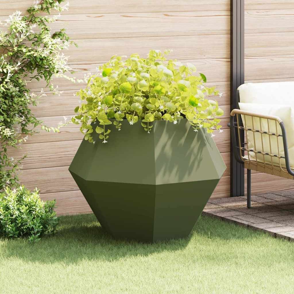 vidaXL Donica Zielony oliwkowy 100 x 100 x 80 cm Stal