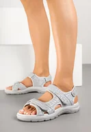 Sandały damskie - Szare Sandały Vices z Geometrycznym Wzorem Elliovelle - miniaturka - grafika 1